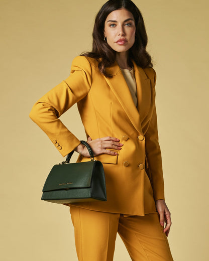 Federica (green) - Italian calf leather women's crossbody bag (with shoulder strap) — photo 6 of 9