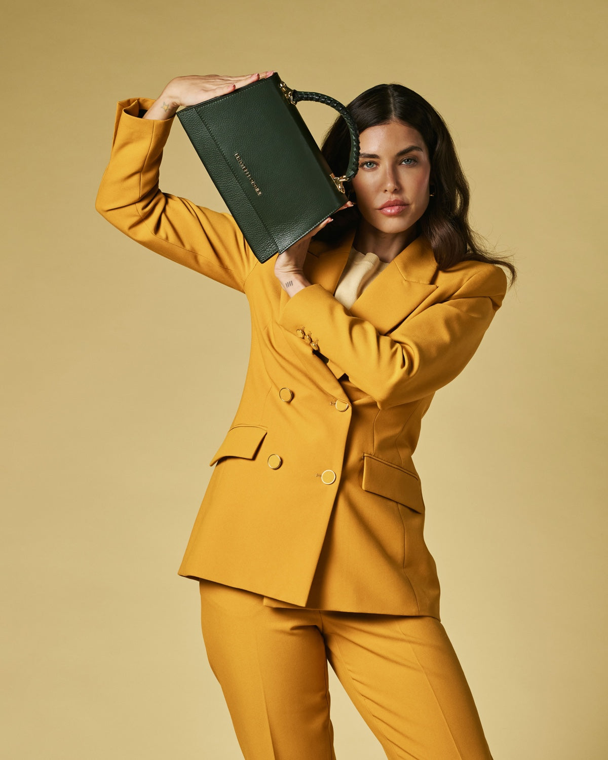 Federica (green) - Italian calf leather women's crossbody bag (with shoulder strap) — photo 8 of 9
