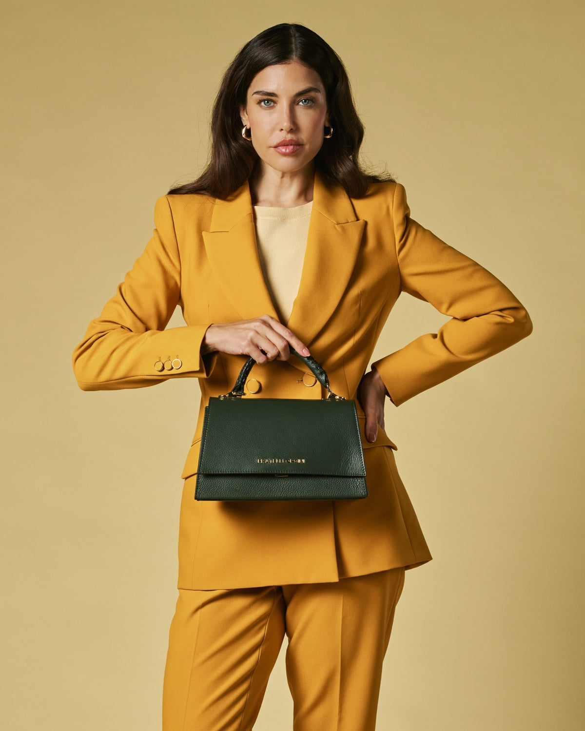Federica (green) - Italian calf leather women's crossbody bag (with shoulder strap) — photo 9 of 9