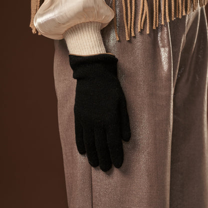 Florentina (black) - Handmade Italian knitted wool gloves with luxurious cashmere lining — photo 8 of 10