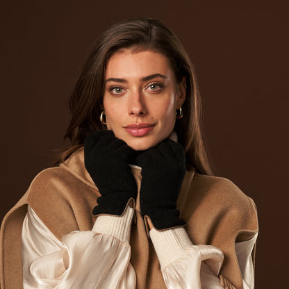 Florentina (black) - Handmade Italian knitted wool gloves with luxurious cashmere lining — photo 9 of 10