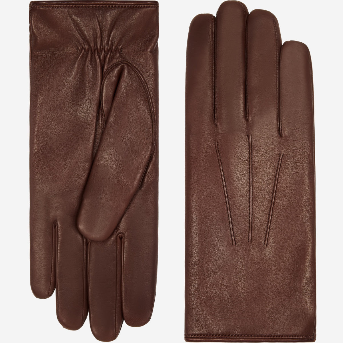 Francesca (brown) - Italian lambskin leather gloves with white rabbit fur lining — photo 3 of 10