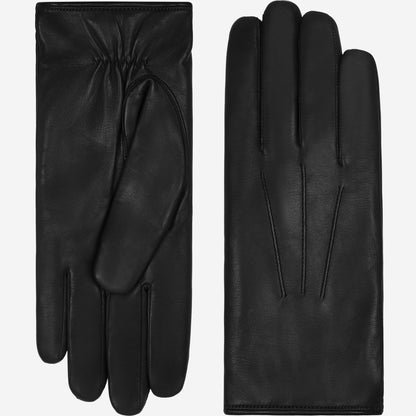 Francesca (black) - Italian lambskin leather gloves with white rabbit fur lining — photo 3 of 10