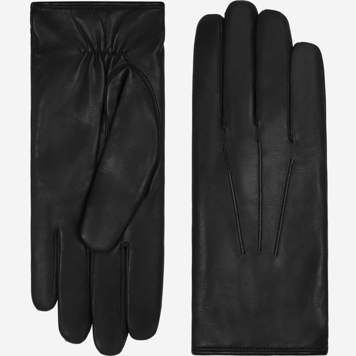 Francesca (black) - Italian lambskin leather gloves with brown rabbit fur lining — photo 3 of 10
