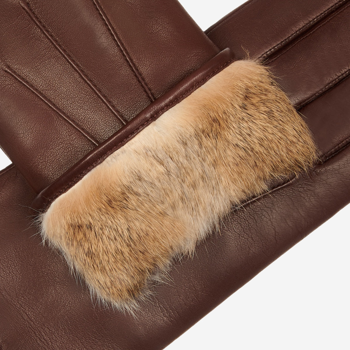 Francesca (brown) - Italian lambskin leather gloves with brown rabbit fur lining — photo 5 of 10