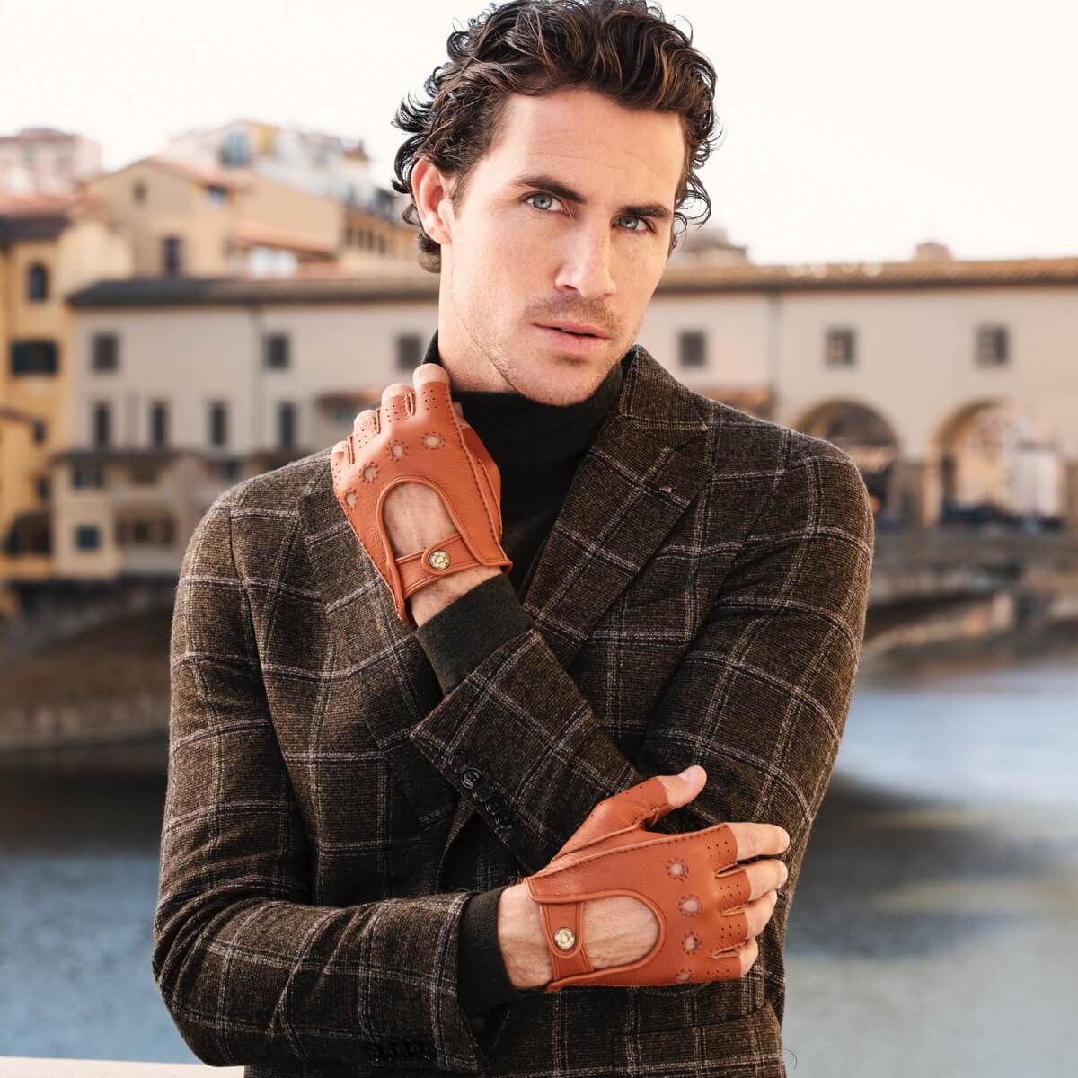 Vincenzo (brown) - Fingerless Italian driving gloves made of American deerskin leather — photo 5 of 10