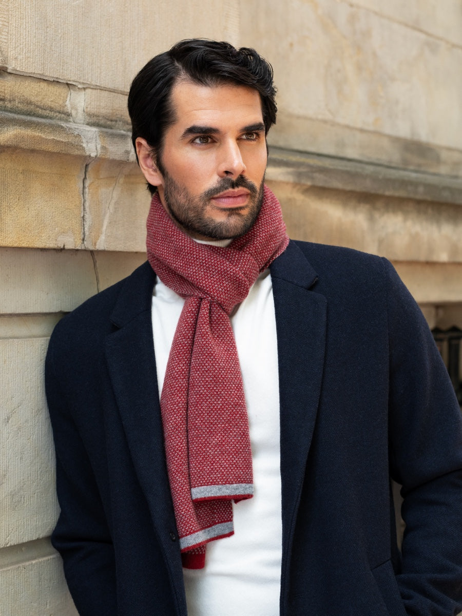 Riccardo (red & grey) - Italian 100% cashmere scarf with pattern — photo 7 of 10
