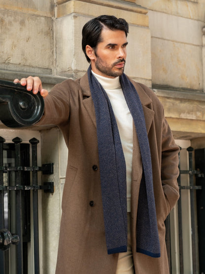 Riccardo (blue & brown) - Italian cashmere scarf with pattern — photo 7 of 10