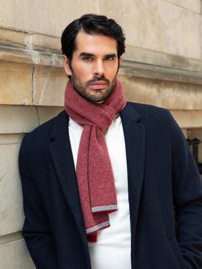 Riccardo (red & grey) - Italian 100% cashmere scarf with pattern — photo 10 of 10