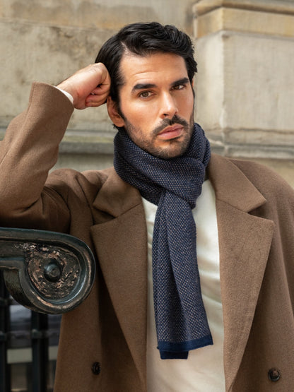 Riccardo (blue & brown) - Italian cashmere scarf with pattern — photo 10 of 10