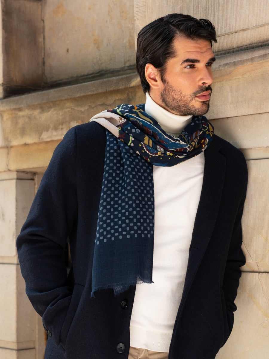 Edoardo (blue) - Soft and lightweight Italian scarf from 100% wool — photo 6 of 10