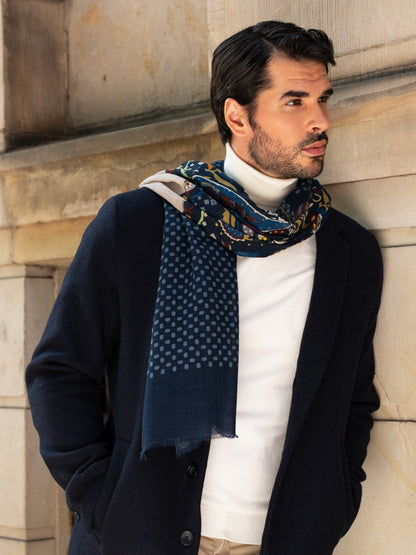 Edoardo (blue) - Soft and lightweight Italian scarf from 100% wool — photo 6 of 10