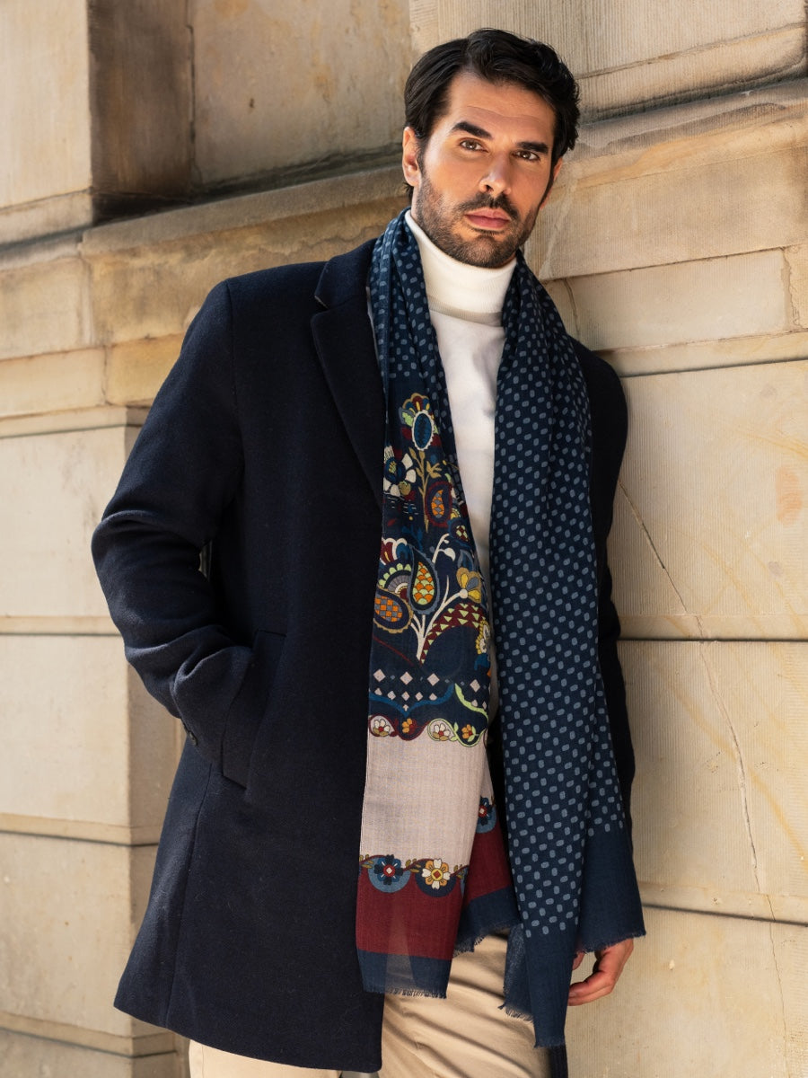 Edoardo (blue) - Soft and lightweight Italian scarf from 100% wool — photo 9 of 10