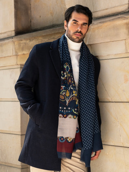 Edoardo (blue) - Soft and lightweight Italian scarf from 100% wool — photo 9 of 10