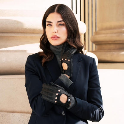 Maria (black) - Italian driving gloves made of American deerskin leather — photo 2 of 10