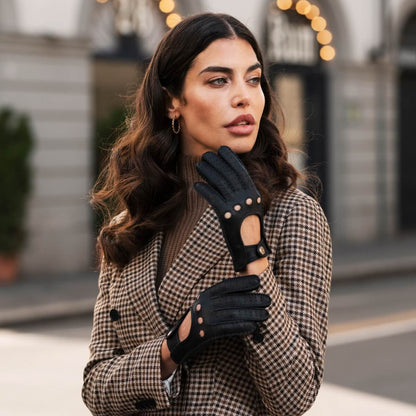 Maria (black) - Italian driving gloves made of American deerskin leather — photo 5 of 10