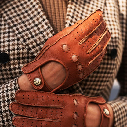 Maria (brown) - Italian driving gloves made of American deerskin leather — photo 5 of 10