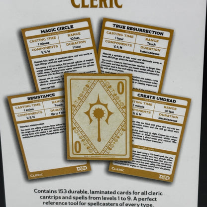 Cartas de Hechizos de Clérigo de Dungeons & Dragons – Baraja de Referencia de Hechizos Laminadas (153 cartas)