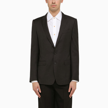 Dolce&Gabbana Dark Grey Single Breasted Pinstripe Jacket