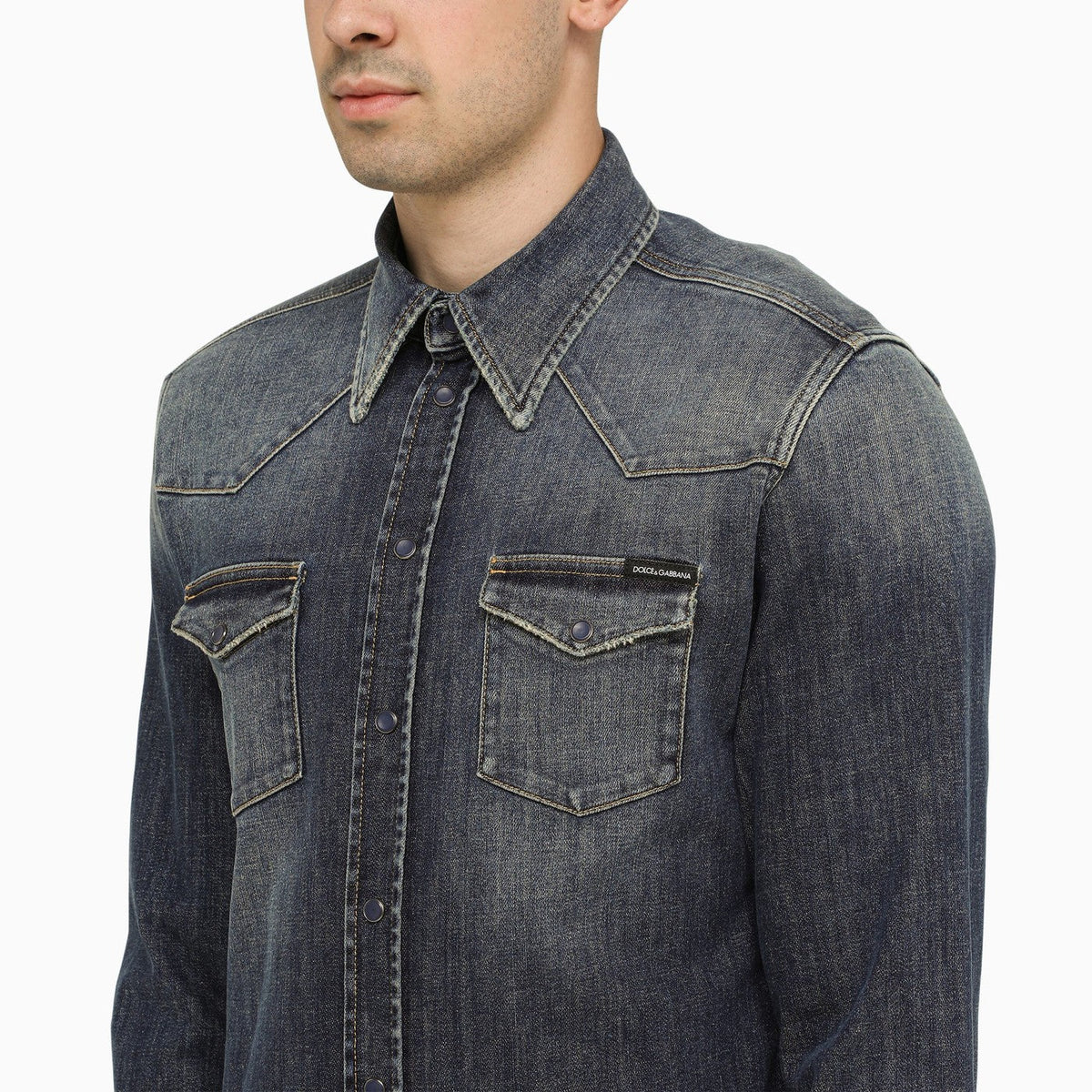 Dolce&Gabbana Blue Slim Denim Shirt