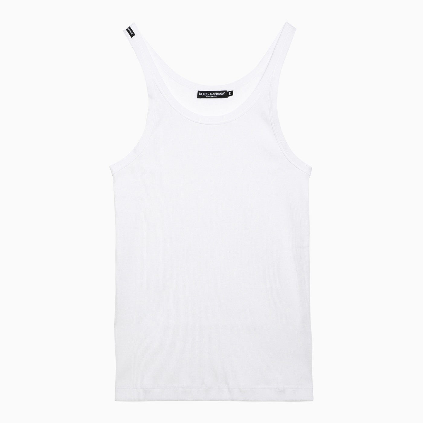 Dolce&Gabbana White Ribbed Cotton Tank Top