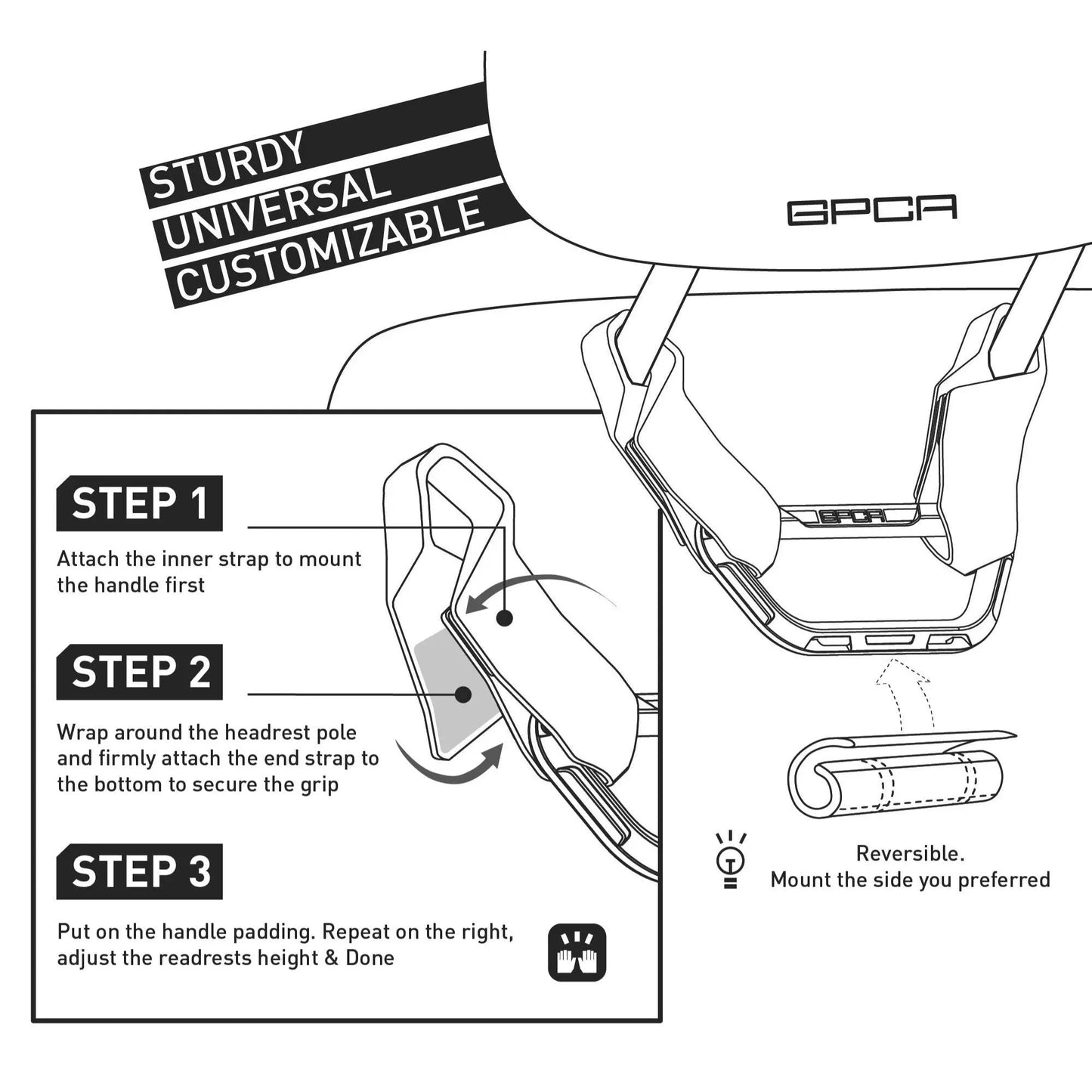 GP Back Grip PRO — Rear Headrest Handles for All Cars & Trucks