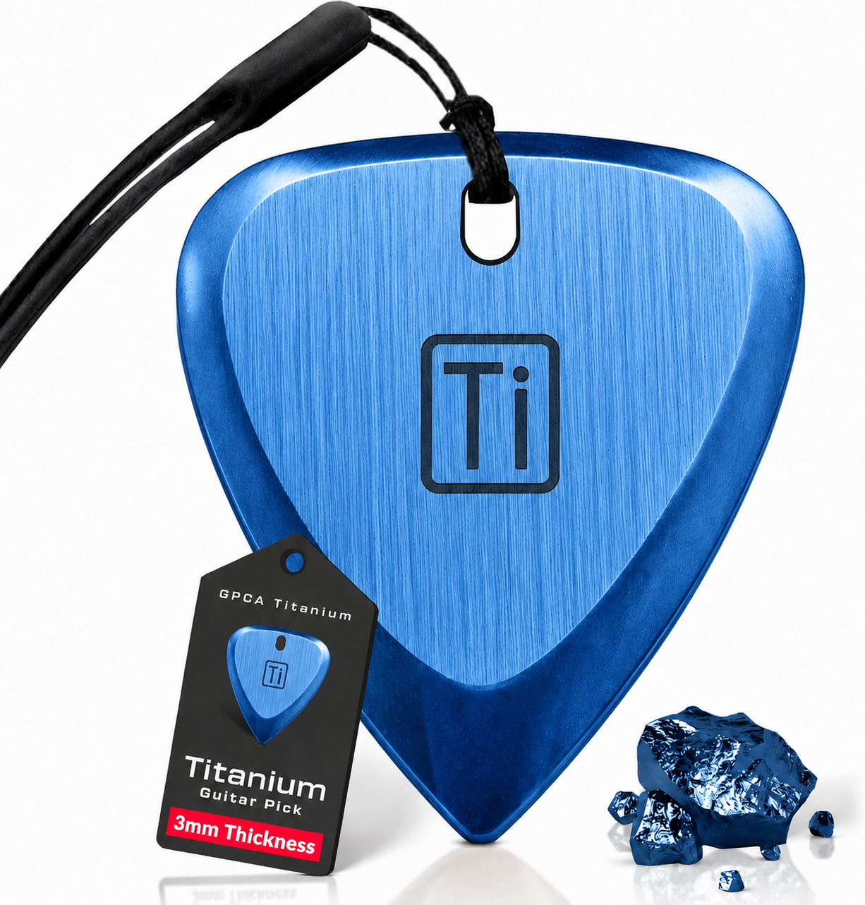 GPCA Titanium Guitar Pick Set - Silver Gold Blue
