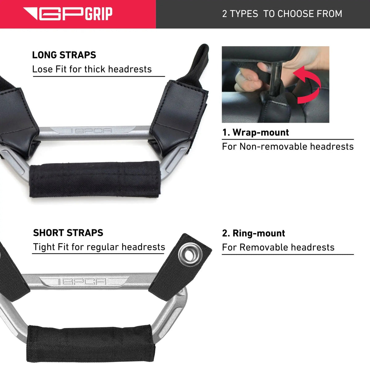 GP Back Grip PRO — Rear Headrest Handles for All Cars & Trucks