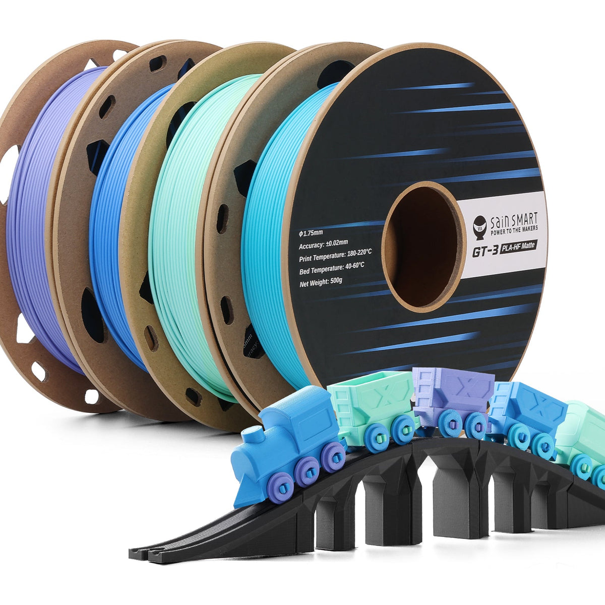 GT-3 High Speed Four-Color Bundle Matte PLA Filament, 1.75mm 500g X 4 Spools, 4.4lbs (2kg) Blue, Green, Violet, Indigo — photo 3 of 10