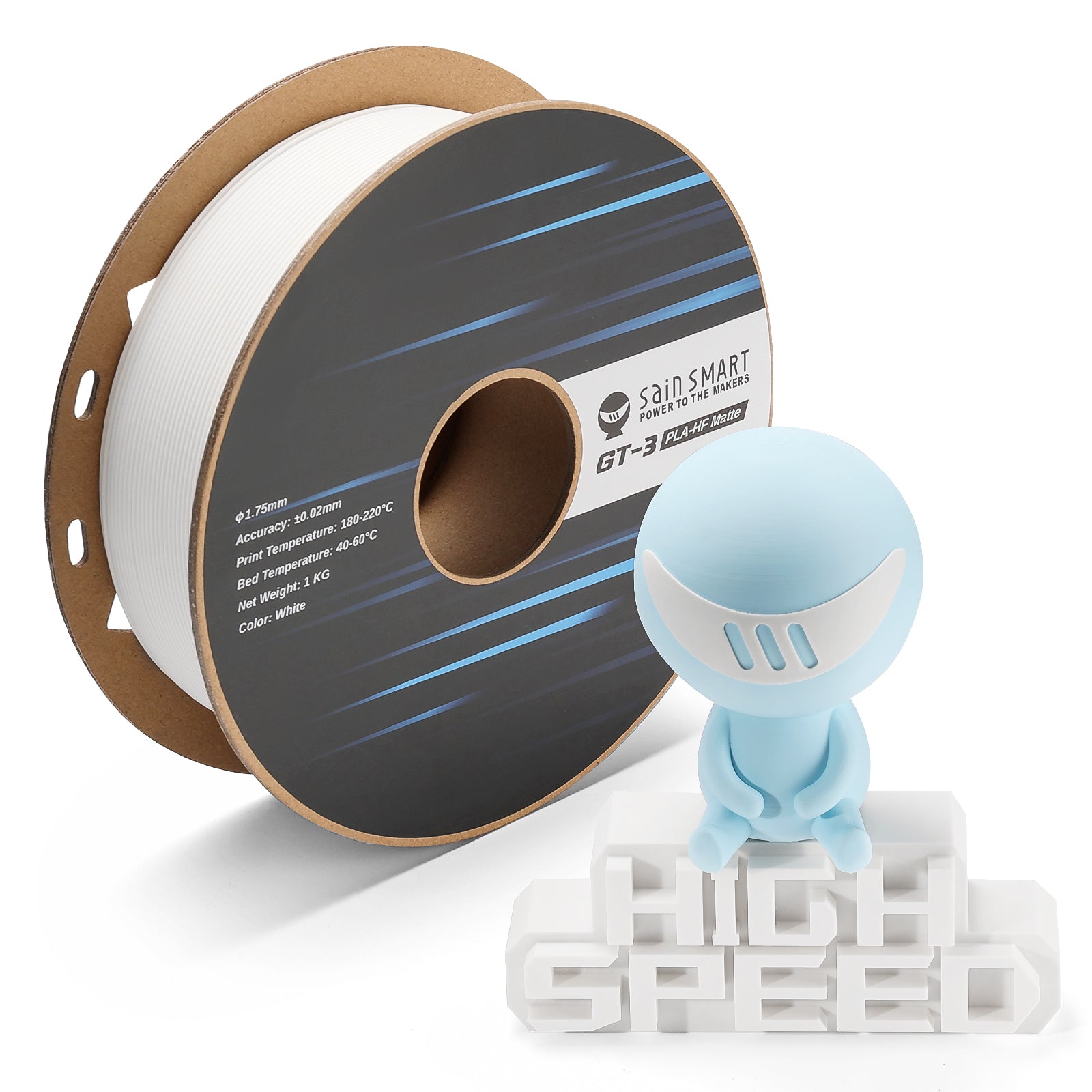 GT-3 High Speed Matte PLA Filament 1.75mm, 1KG, ±0.02mm, Black/White/Teal/Mint/Red/Grey — photo 4 of 10