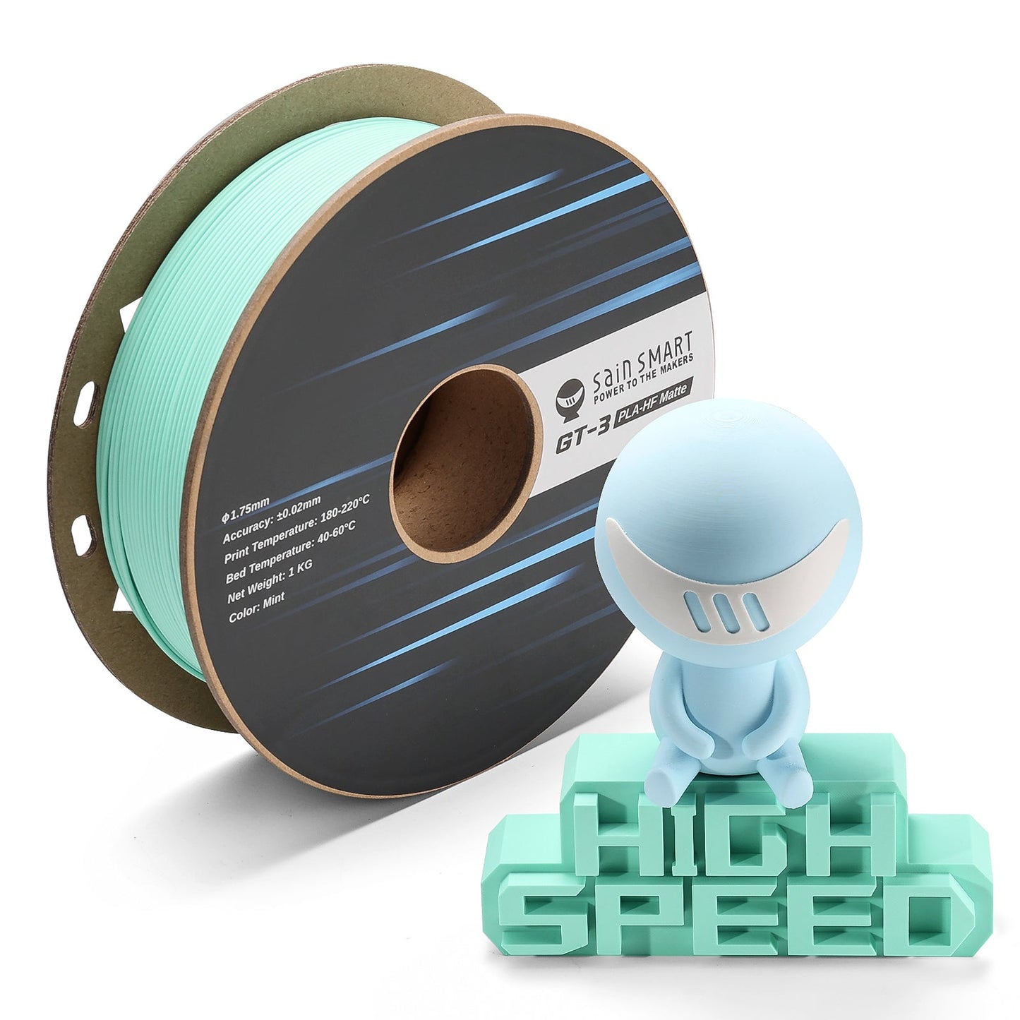GT-3 High Speed Matte PLA Filament 1.75mm, 1KG, ±0.02mm, Black/White/Teal/Mint/Red/Grey — photo 5 of 10