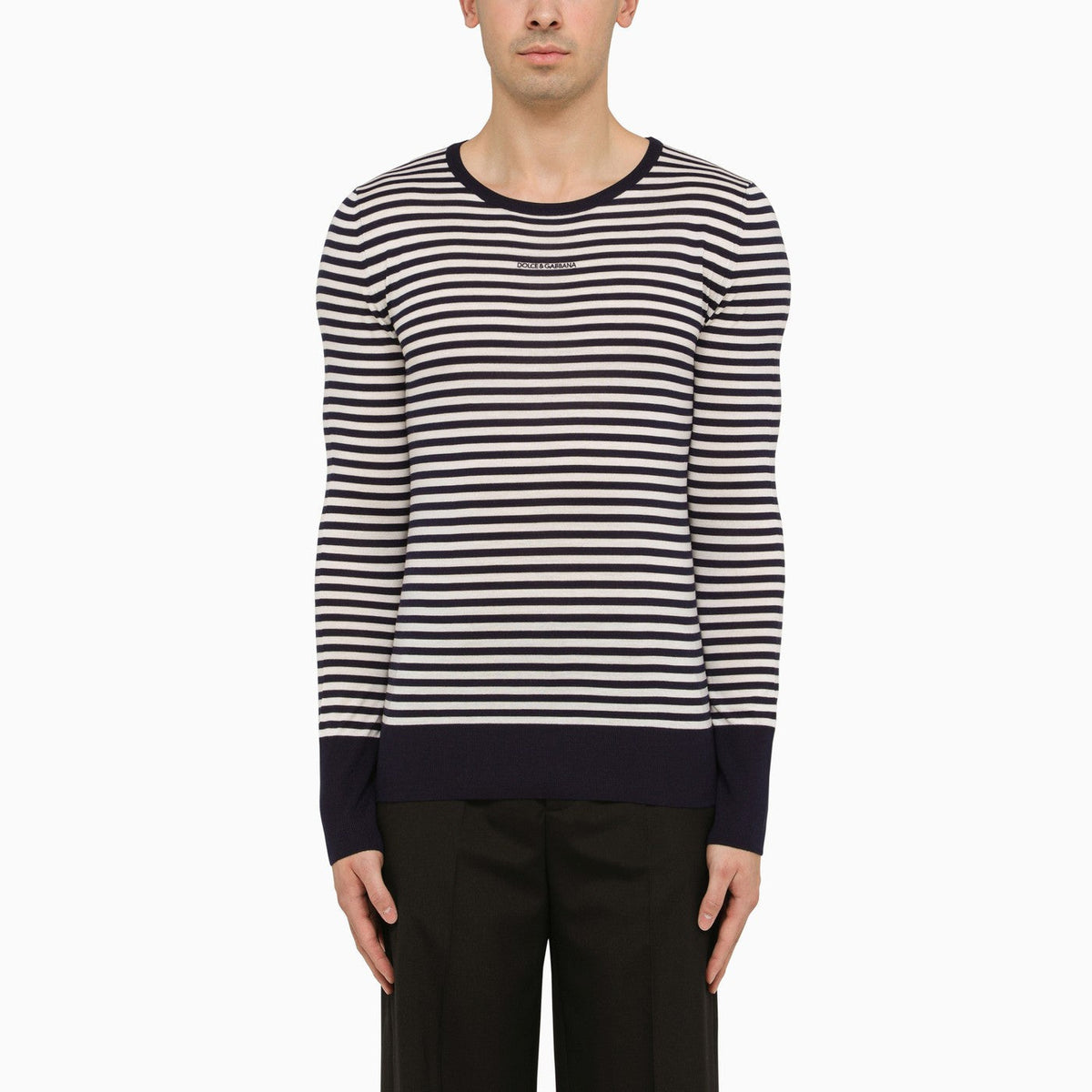 Dolce&Gabbana Black And White Striped Long Sleeved Jersey