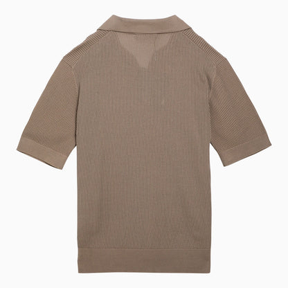 Dolce&Gabbana Beige Cotton Ribbed Polo Shirt