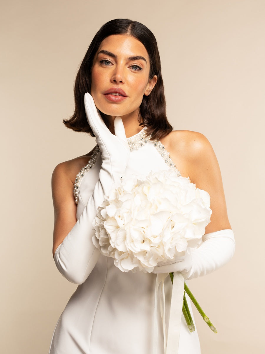 Gabriella (white) - Italian unlined 12-button length leather bridal / opera gloves — photo 1 of 10