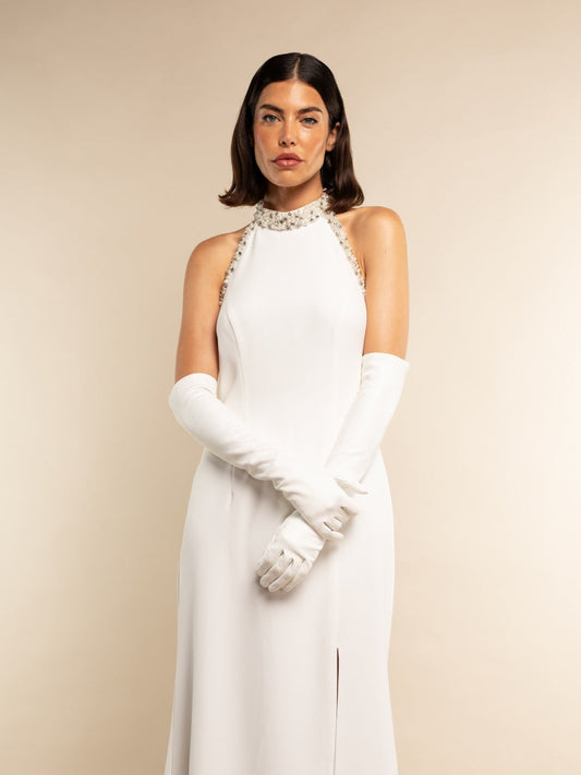 Gabriella (white) - Italian unlined 12-button length leather bridal / opera gloves — photo 2 of 10
