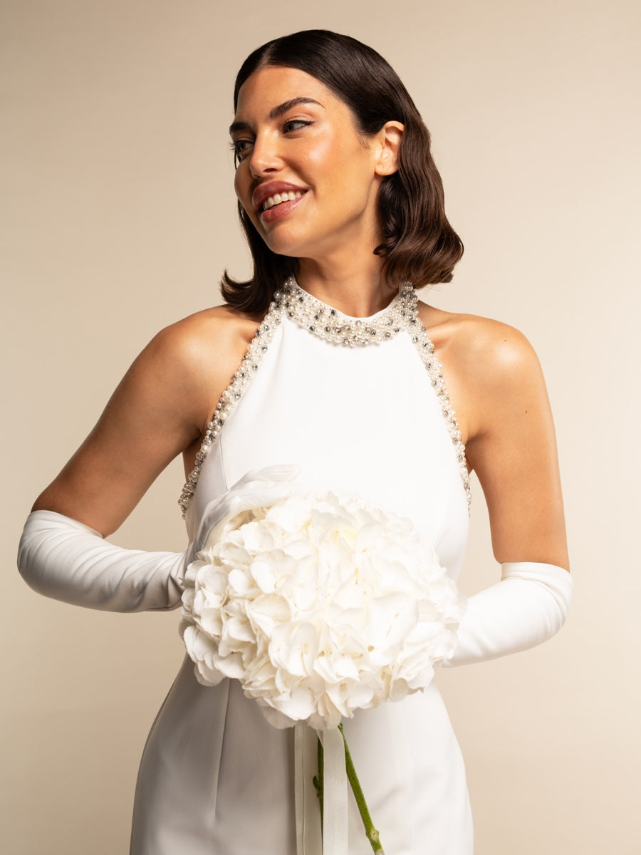 Gabriella (white) - Italian unlined 12-button length leather bridal / opera gloves — photo 4 of 10