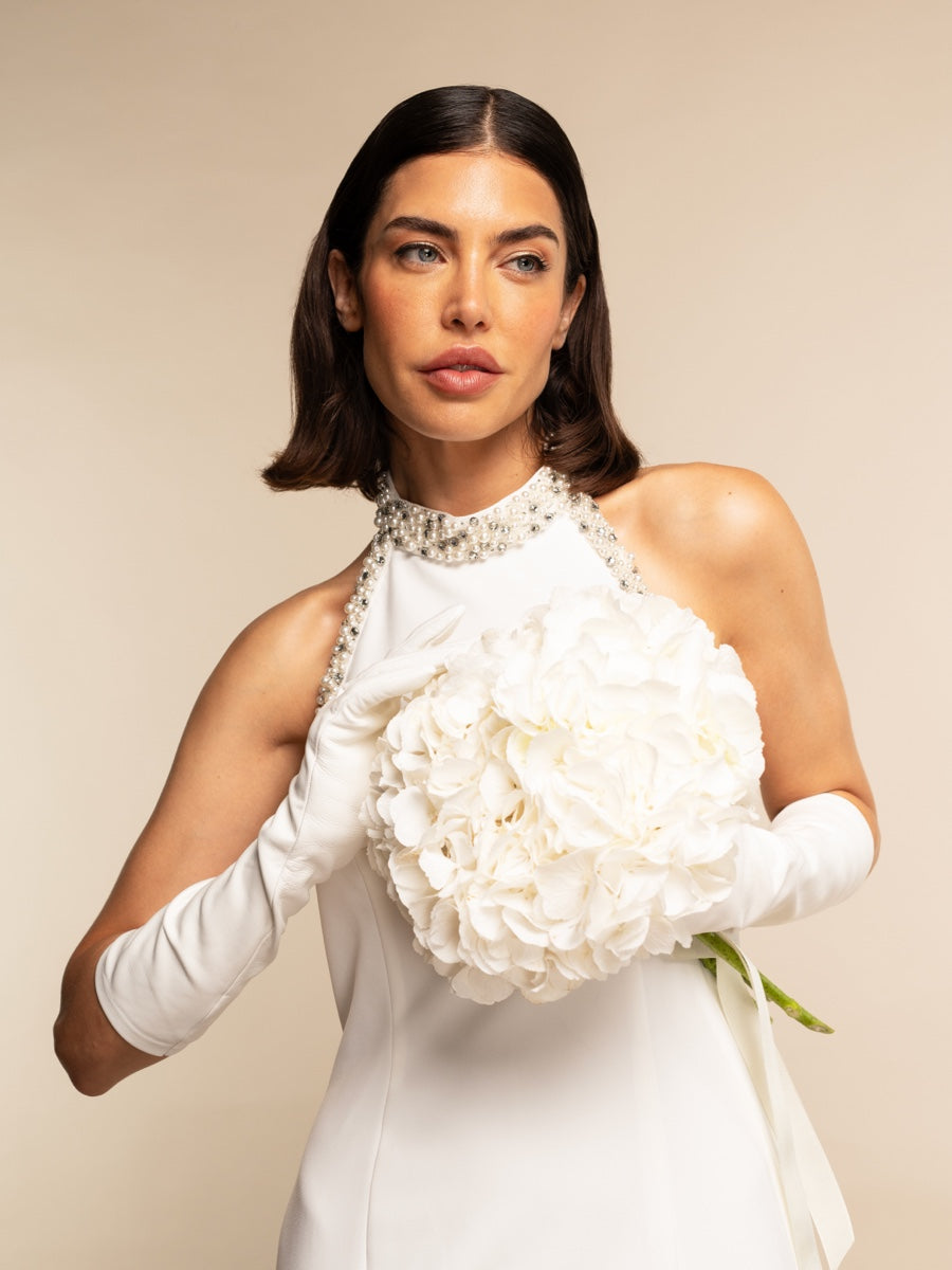 Gabriella (white) - Italian unlined 8-button length leather bridal / opera gloves — photo 4 of 10
