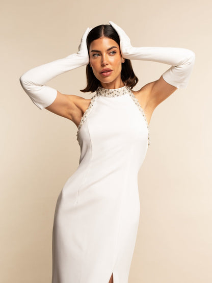Gabriella (white) - Italian unlined 16-button length leather bridal / opera gloves — photo 5 of 10