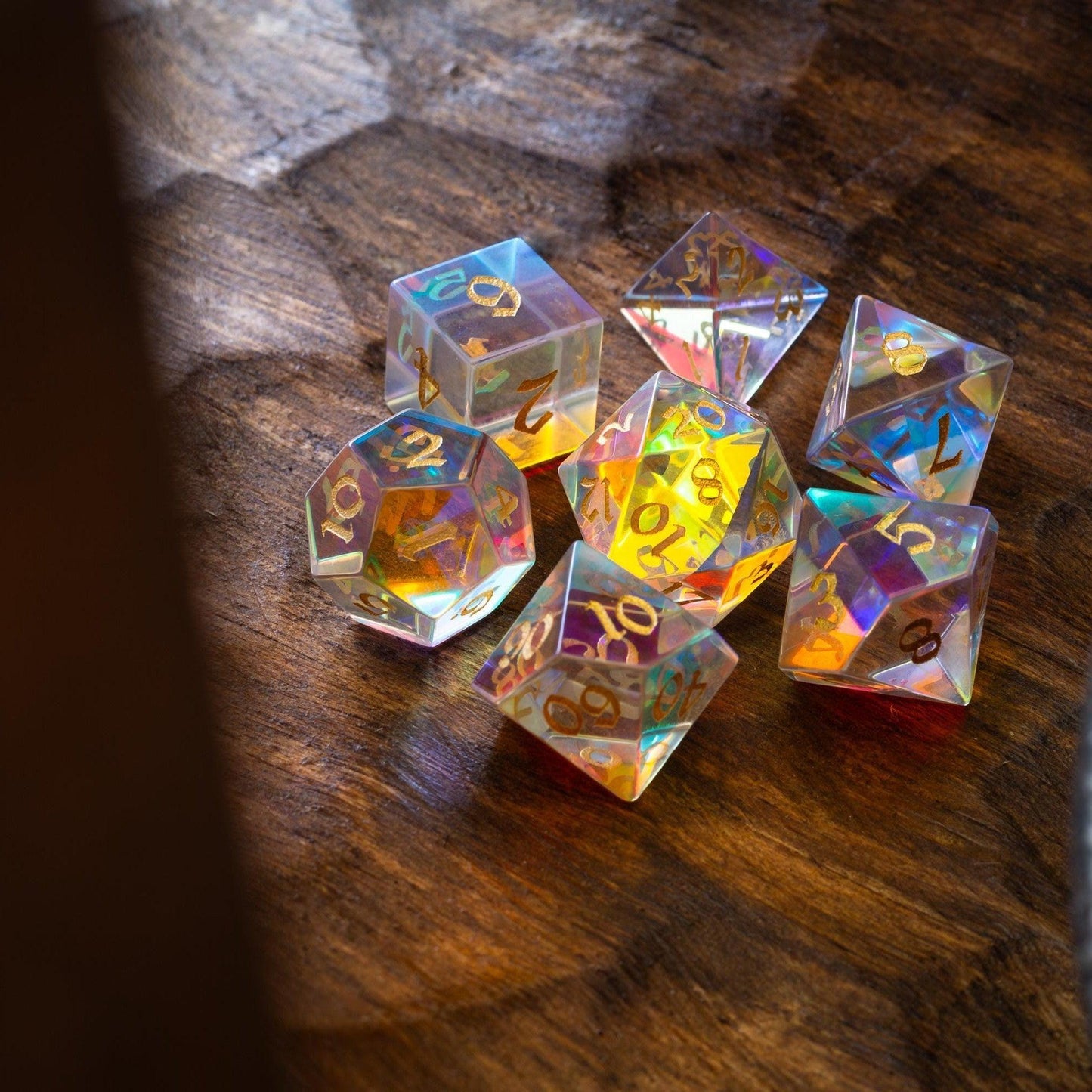 Edelstein Dichroitisches Glas Handgeschnitztes D&D Würfel-Set