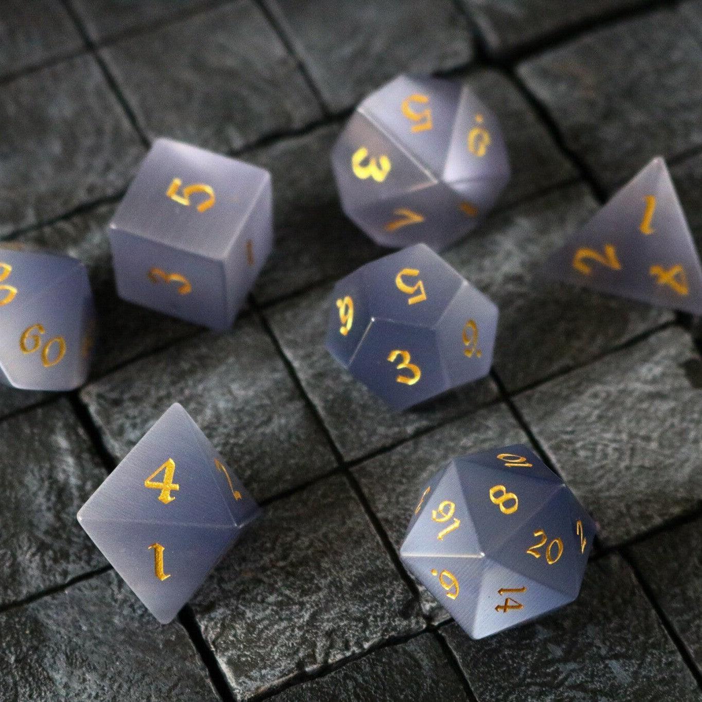 Edelstein Graue Katzenaugenstein DND Würfel-Set