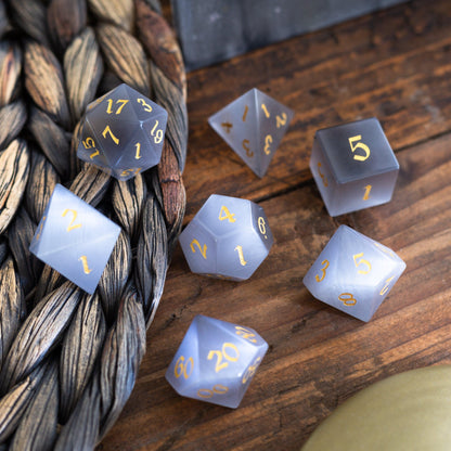 Edelstein Graue Katzenaugenstein DND Würfel-Set