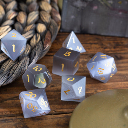 Edelstein Graue Katzenaugenstein DND Würfel-Set