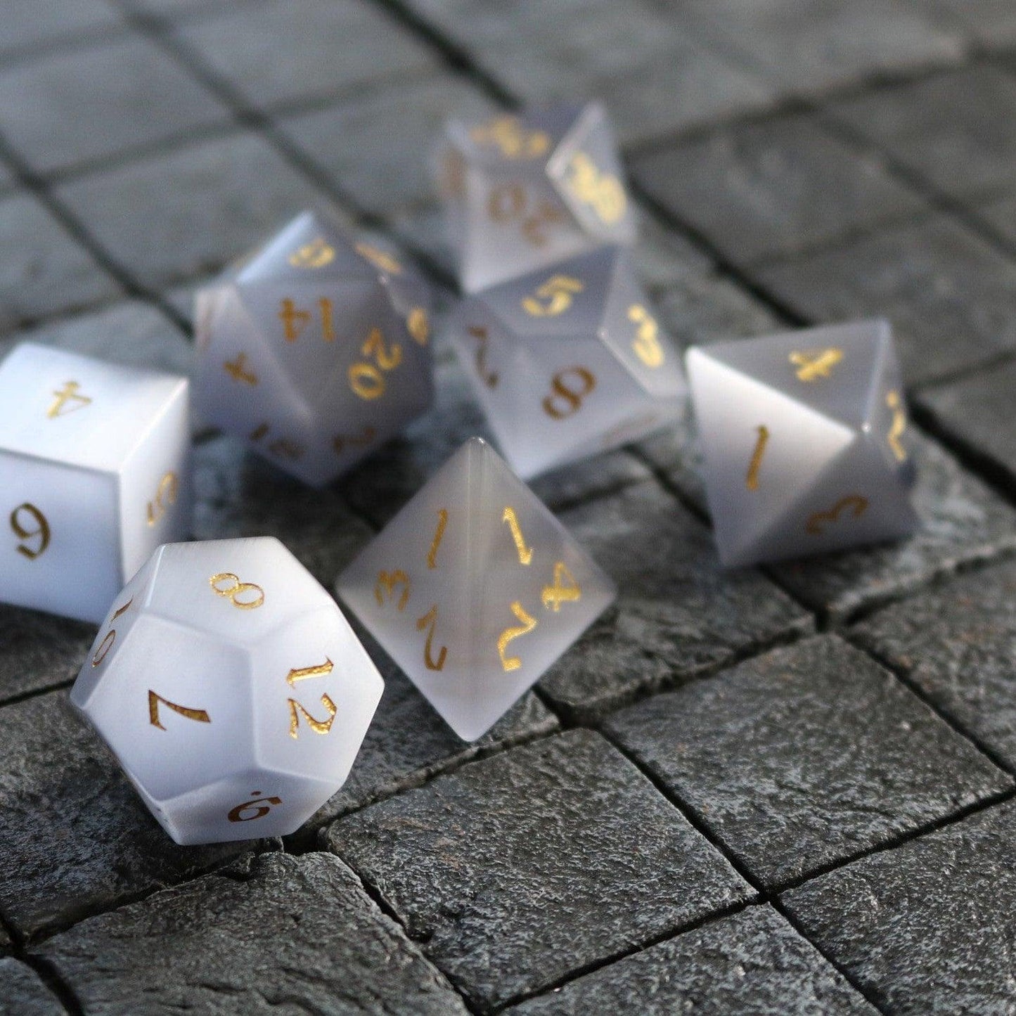Edelstein Graue Katzenaugenstein DND Würfel-Set