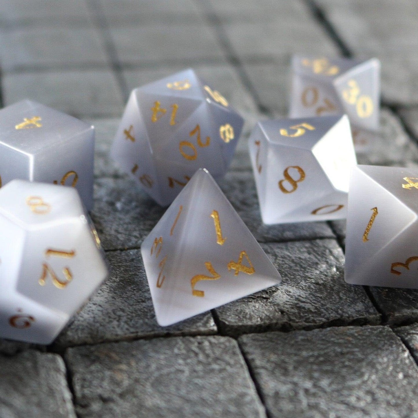 Edelstein Graue Katzenaugenstein DND Würfel-Set