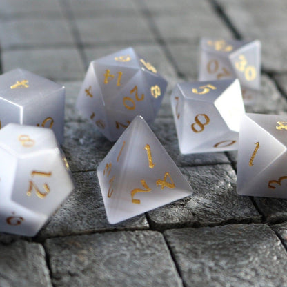 Edelstein Graue Katzenaugenstein DND Würfel-Set
