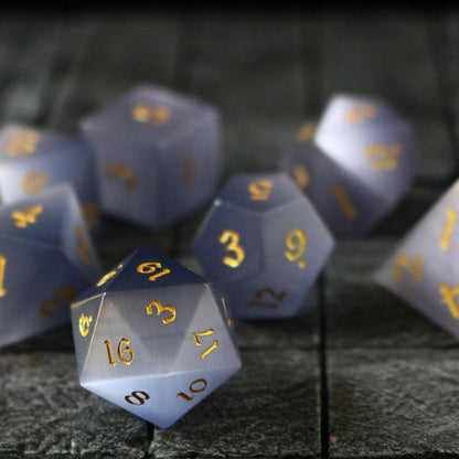 Edelstein Graue Katzenaugenstein DND Würfel-Set