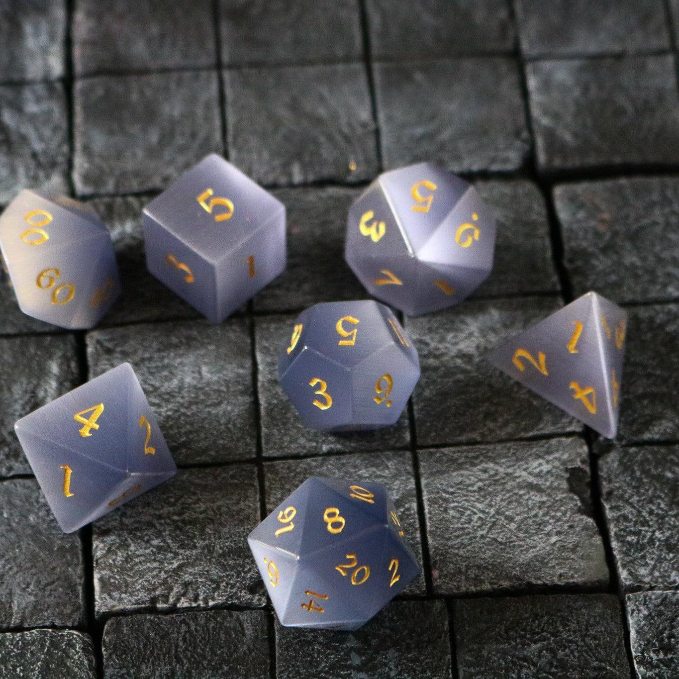 Edelstein Graue Katzenaugenstein DND Würfel-Set