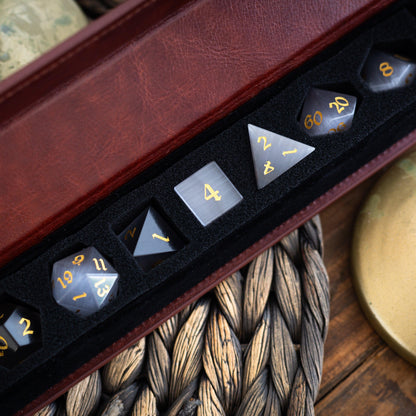 Edelstein Graue Katzenaugenstein DND Würfel-Set