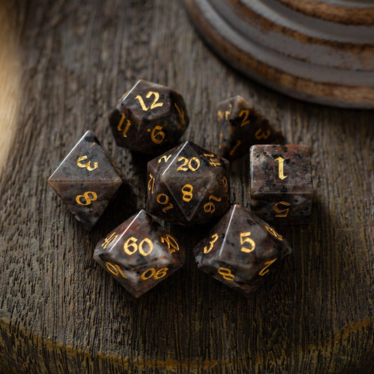 Juego de dados DND tallados a mano de la piedra preciosa Yooperlita