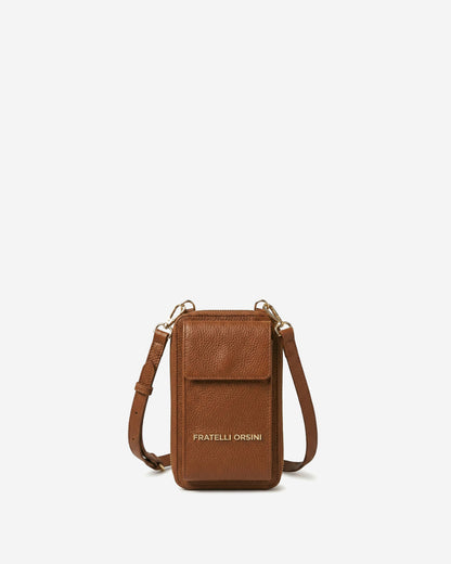 Giada (cognac) - Italian women's crossbody phone wallet with shoulder strap — photo 2 of 7